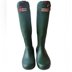Hunter Green Tall canvas and Rubber Rain Boots size 7